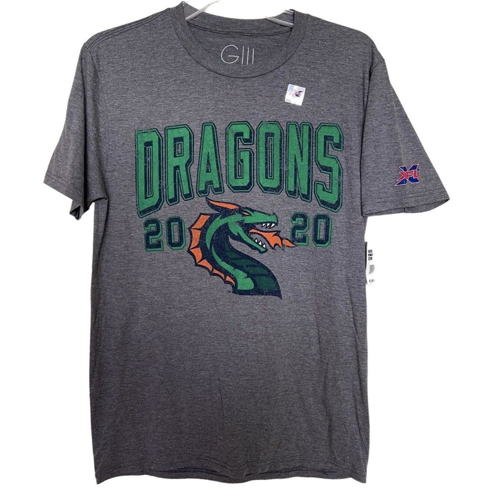 XFL Men's Seattle Dragons 2020‎ Logo Tee Short Sleeve T-Shirt, Grey Size XXL 2XL